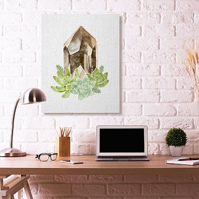 Stupell Home Decor Succulent Crystal Flower Watercolor Canvas Wall Art