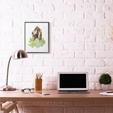 Stupell Home Decor Succulent Flower Crystal Watercolor Framed Wall Art
