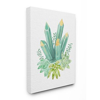 Stupell Home Decor Succulent Crystal Green Flower Canvas Wall Art