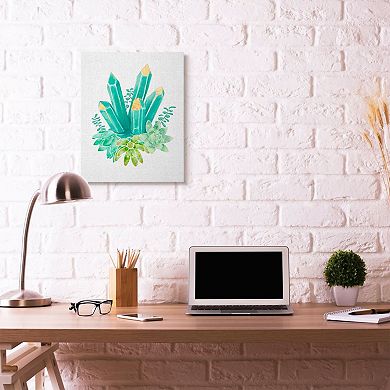 Stupell Home Decor Succulent Crystal Green Flower Canvas Wall Art