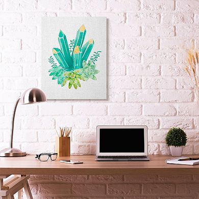Stupell Home Decor Succulent Crystal Green Flower Canvas Wall Art