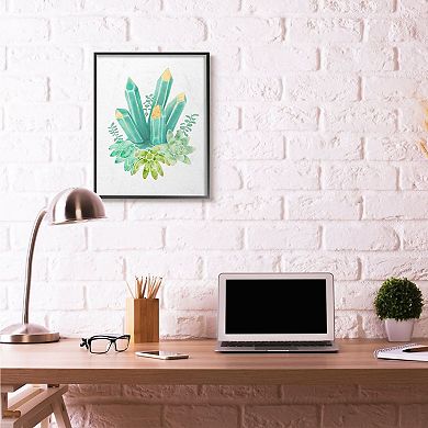 Stupell Home Decor Succulent Crystal Green Flower Framed Wall Art