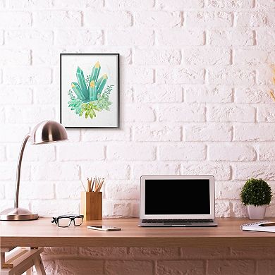 Stupell Home Decor Succulent Crystal Green Flower Framed Wall Art