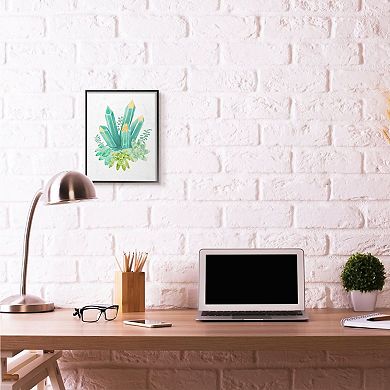Stupell Home Decor Succulent Crystal Green Flower Framed Wall Art