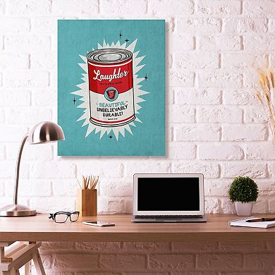 Stupell Industries Canned Laughter Funny Vintage Comic Book Design Oversized Stretched Canvas Wall Art by Ester Kay