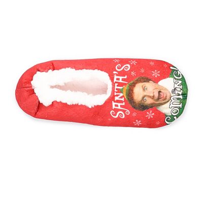 Men's Elf "Santa's Coming" Slipper Socks with Sole Sayings