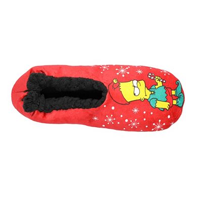 Men's The Simpsons Bart Elf Slipper Socks with Sole Sayings