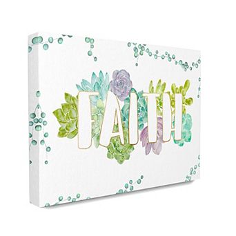 Stupell Home Decor Faith Succulent Watercolor Canvas Wall Art