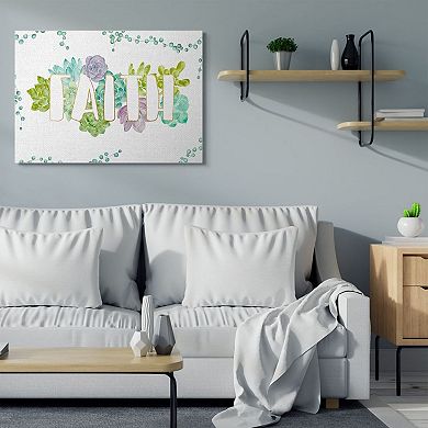 Stupell Home Decor Faith Succulent Watercolor Canvas Wall Art
