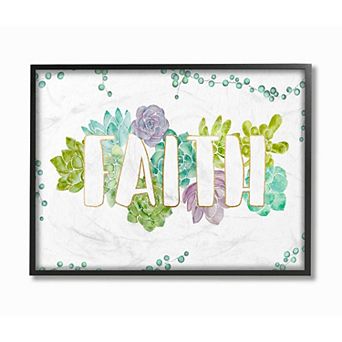 Stupell Home Decor Faith Succulent Watercolor Framed Wall Art