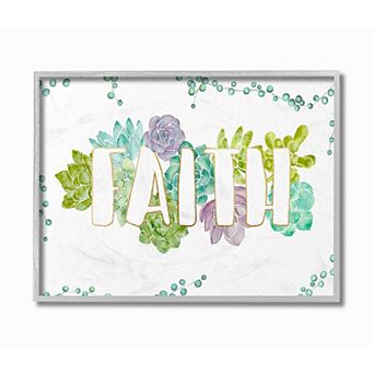 Stupell Home Decor Faith Succulent Gray Framed Wall Art