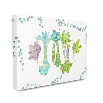 Stupell Home Decor Love Succulent Watercolor Canvas Wall Art