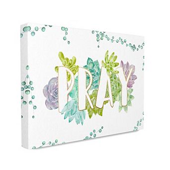 Stupell Home Decor Pray Succulent Watercolor Canvas Wall Art