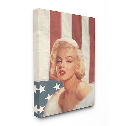 Stupell Industries Marilyn Flag Vintage Hollywood Canvas Wall Art By Jadei Graphics