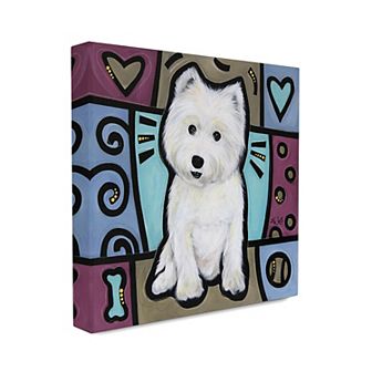 Stupell Industries Purple Blue White Terrier Dog Pet Painting XL Stretched Canvas Wall Art by Eric Waugh