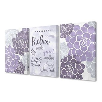 Stupell Home Decor Relax Soak Watercolor Canvas Wall Art 3 pc Set