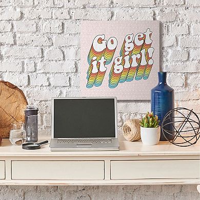 Stupell Home Decor Go Get It Girl Rainbow Canvas Wall Art
