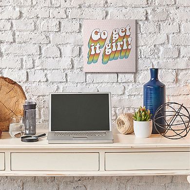 Stupell Home Decor Go Get It Girl Rainbow Canvas Wall Art