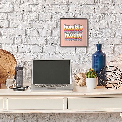 Stupell Industries Humble Hustler Rainbow Pink Neon Word Design Framed Wall Art by Dawn Vietro