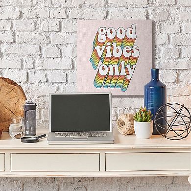 Stupell Home Decor Good Vibes Rainbow Canvas Wall Art