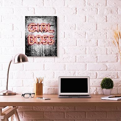 Stupell Home Decor Girl Boss Neon Canvas Wall Art