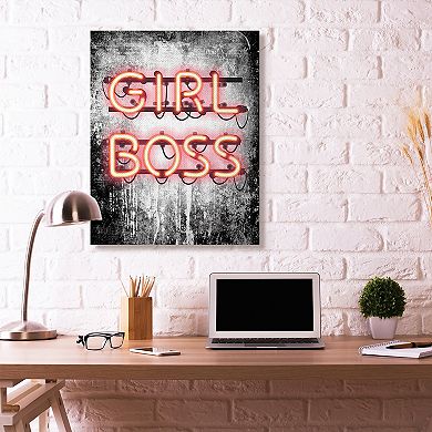 Stupell Home Decor Girl Boss Neon Canvas Wall Art