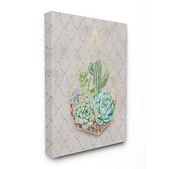 Stupell Home Decor Succulent Basket Watercolor Canvas Wall Art