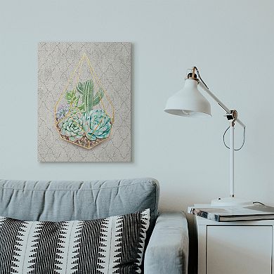Stupell Home Decor Succulent Basket Watercolor Canvas Wall Art