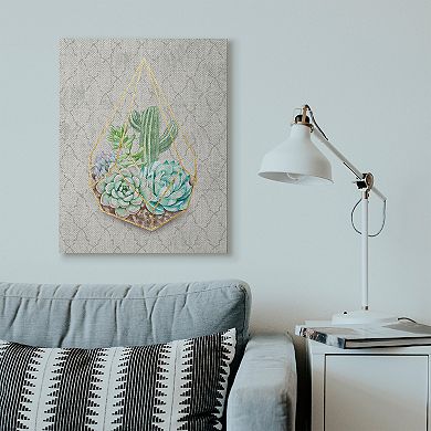 Stupell Home Decor Succulent Basket Watercolor Canvas Wall Art