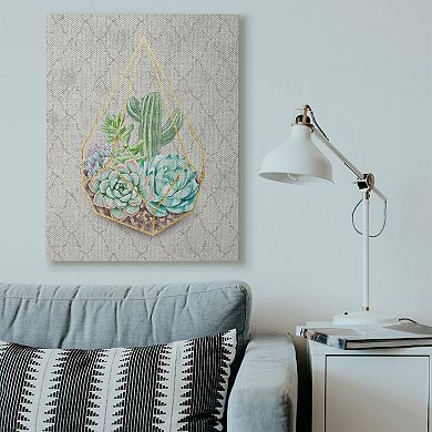 Stupell Home Decor Succulent Basket Watercolor Canvas Wall Art