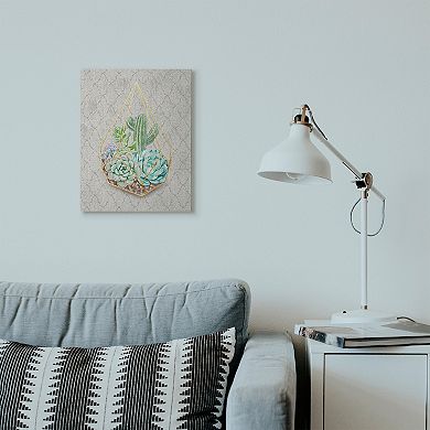 Stupell Home Decor Succulent Basket Watercolor Canvas Wall Art