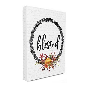 Stupell Home Decor Blessed Wreath Autumn Canvas Wall Art