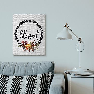 Stupell Home Decor Blessed Wreath Autumn Canvas Wall Art