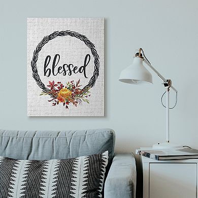 Stupell Home Decor Blessed Wreath Autumn Canvas Wall Art