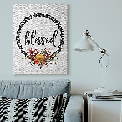 Stupell Home Decor Blessed Wreath Autumn Canvas Wall Art