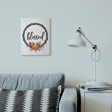 Stupell Home Decor Blessed Wreath Autumn Canvas Wall Art