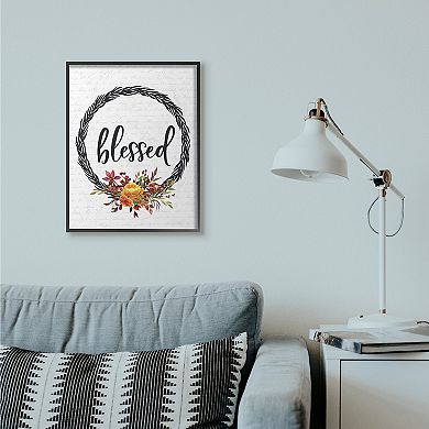 Stupell Home Decor Blessed Wreath Autumn Framed Wall Art