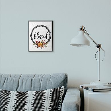 Stupell Home Decor Blessed Wreath Autumn Framed Wall Art