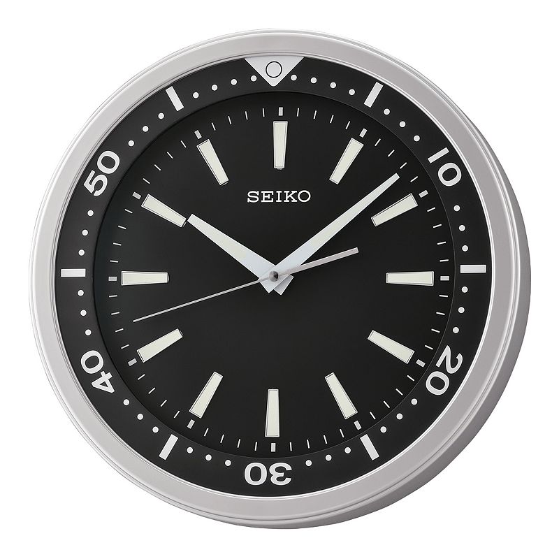 Seiko Ultra Modern Watch Face Wall Clock, Black