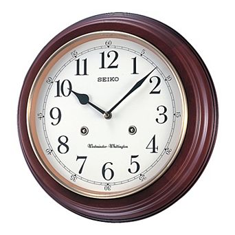 Seiko 12" Round Wooden Grain Finish Wall Clock