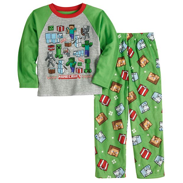 Boys 6 12 Minecraft Seasons Greetings 2 Piece Shirt Pants Pajama Set