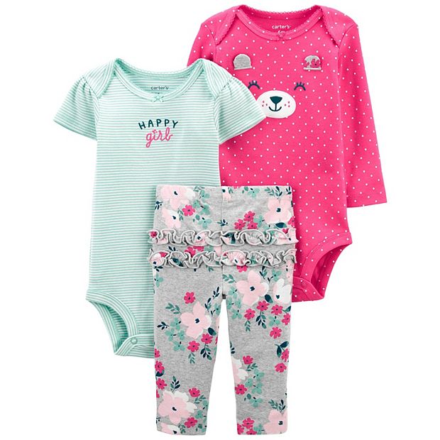 Baby Girl Carter's 3-Piece Bear Bodysuits & Pants Set