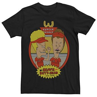 Men's Beavis And Butthead Burger World Circle Frame Poster Tee
