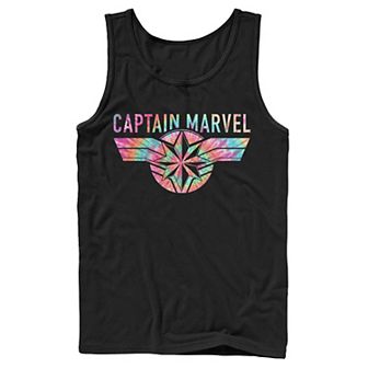 Men's Marvel Captain Marvel Logo Banner Tie Dye Colors Tank Top