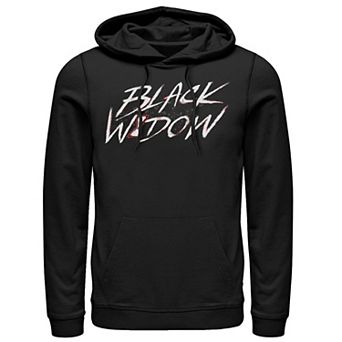 Men's Marvel Black Widow Paint Splatter Text Hoodie