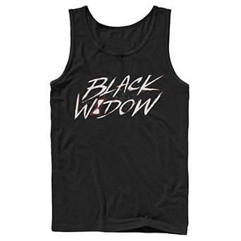 Men's Marvel Black Widow Paint Splatter Text Tank Top