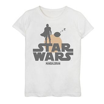 Girls 7-16 Star Wars The Mandalorian The Child aka Baby Yoda Sunset Silhouette Logo Graphic Tee