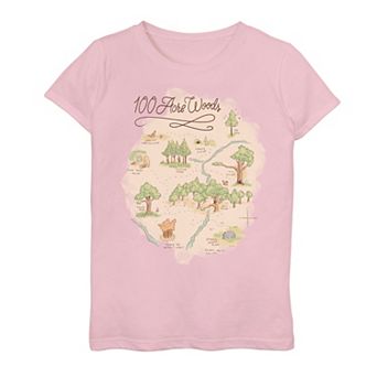 Disney's Winnie the Pooh Girls 7-16 100 Acre Woods Map Graphic Tee
