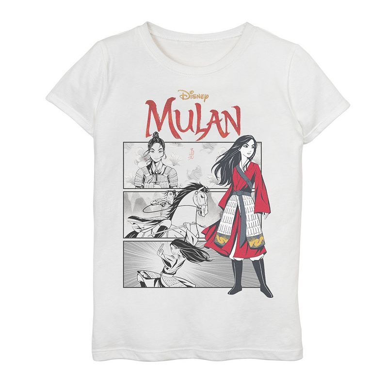 Disneys Mulan Girls 7-16 Live Action Comic Panels Graphic Tee, Girls, Siz