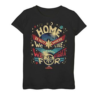 Girls 7-16 Marvel Captain Marvel Home Is What We Fight For Graphic Tee